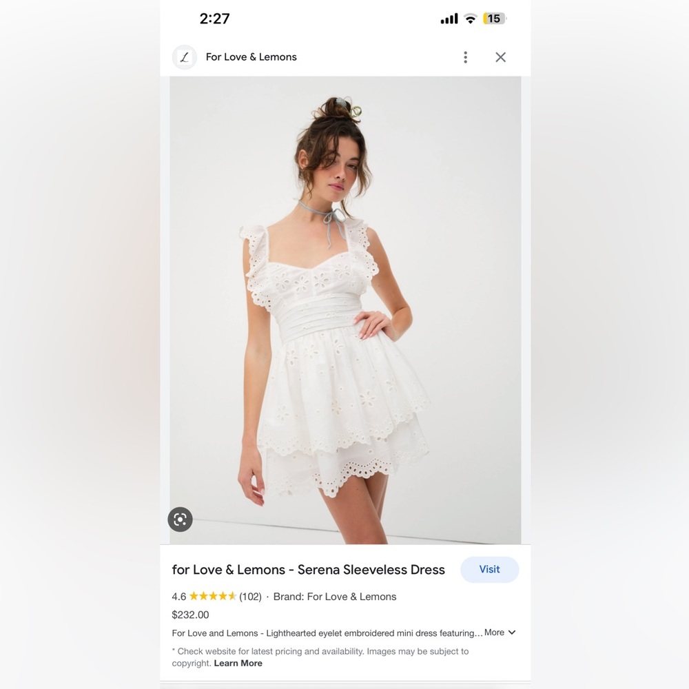 For Love and Lemons Serena Sleeveless Dress NEW!!